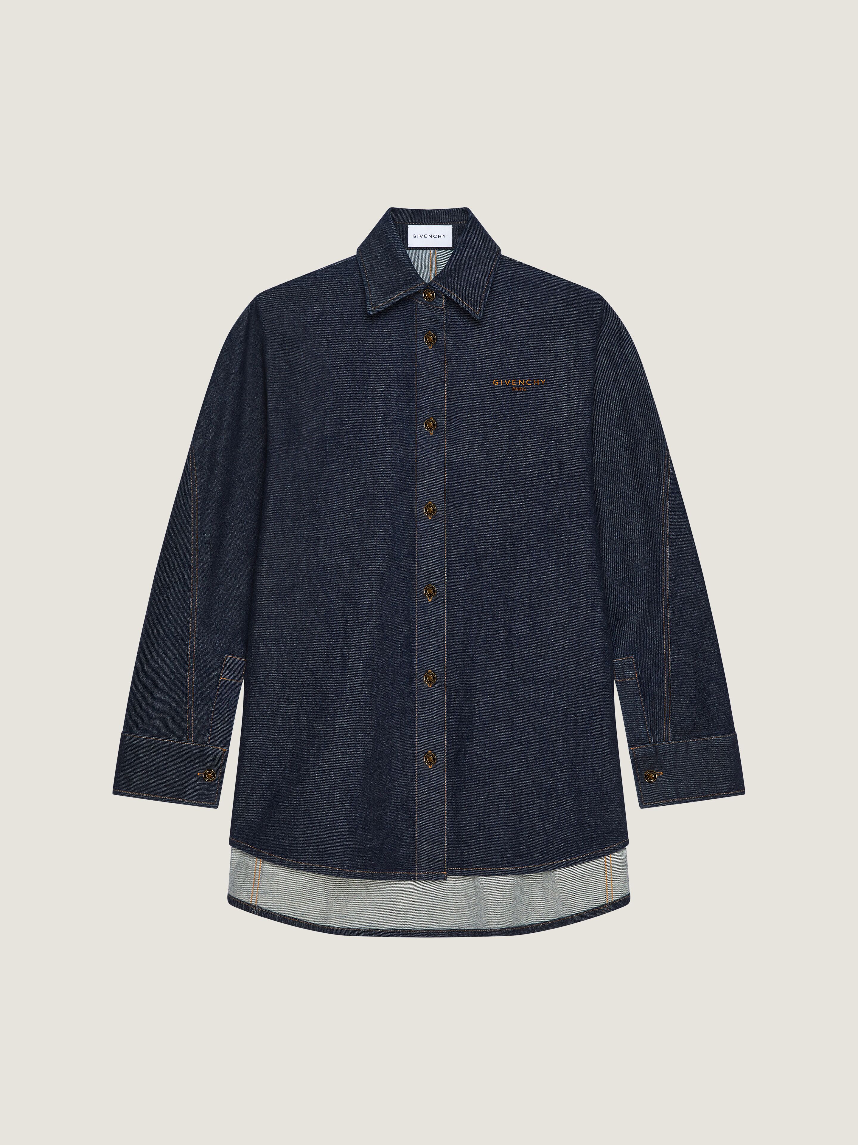 Cocoon shirt in raw denim with GIVENCHY embroidery